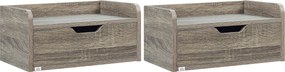 HOMCOM Conjunto 2 Mesas de Cabeceira Murais Suspensas com Gaveta 40x30x19,5 cm Cinza | Aosom Portugal