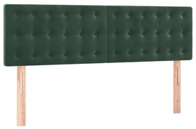 Cama box spring c/ colchão/LED 140x190 cm veludo verde-escuro