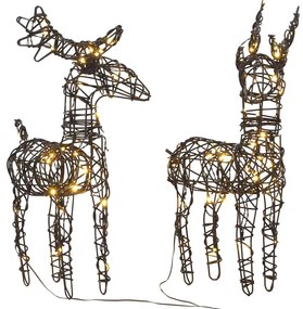 Decorações renas de Natal 6pcs 240 luzes LED vime branco quente