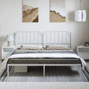 Estrutura de cama com cabeceira 193x203 cm metal branco