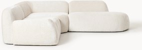 Sofá de canto modular em teddy-bouclé com chaise longue Wolke (4 lugares)