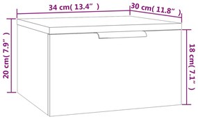 Mesa de cabeceira de montagem na parede 34x30x20 cm preto