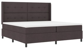 Cama Box com colchão e LED, marrom escuro, 200 x 200 cm, tecido