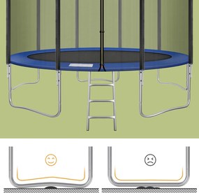 Trampolim para crianças 427 cm, de jardim, com rede de segurança e Escada Azul