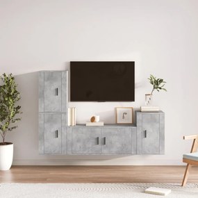 vidaXL Conjunto móveis de TV 4 pcs madeira processada cinzento cimento