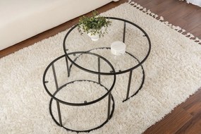 Conjunto de Mesa de Centro "Tavolino Vetro Nero" - Preto - Design Mode