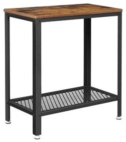 Mesa de apoio de estilo industrial com prateleira 60 x 30 x 60 cm Castanho Vintage-preto