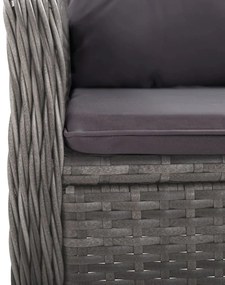 3 pcs conjunto de jantar para jardim vime PE e vidro cinzento