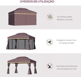 Pérgola de Jardim 4x3m Pérgola de Alumínio com Teto de Ventilação 4 Co