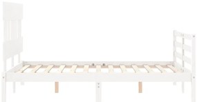 Estrutura de cama com cabeceira 140x200cm madeira maciça branco
