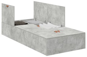 Cama Box com Arrumação Cinza Concreto 75x190 cm em Madeira Engenharia