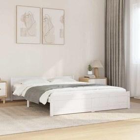 Estrutura de cama 160x200 cm madeira maciça branco