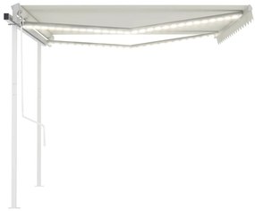 Toldo automático c/ LED e sensor de vento 4x3,5 m cor creme