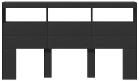 Armário de cabeceira com luzes LED 180x17x102 cm preto