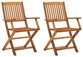 vidaXL Cadeiras de jardim dobráveis 2 pcs madeira acácia maciça