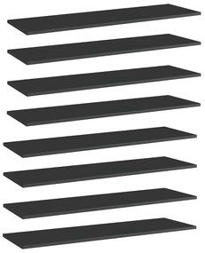 vidaXL Prateleiras estante 8pcs 100x30x1,5cm contrap. preto brilhante