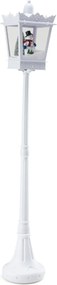 Candeeiro musical natal com 185 cm de altura com luzes LED brancas quentes Efeitos de neve Base recarregável Branco