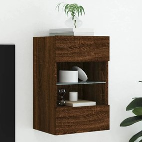 vidaXL Móvel parede p/ TV c/ luzes LED 40x30x60,5cm carvalho castanho