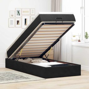 Estrutura de cama otomana vidaXL com colchão preto 100x200cm Veludo