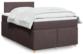 Cama boxspring com colchão 120x190 cm tecido castanho-escuro