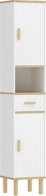 HOMCOM Coluna Estreita para Casa de Banho com Prateleiras Ajustáveis Gaveta e Compartimento Aberto 31,5x29,7x171,5 cm Branco | Aosom Portugal