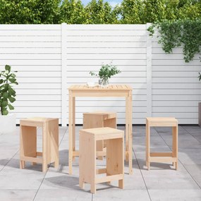 vidaXL 5 pcs conjunto de bar para jardim pinho maciço