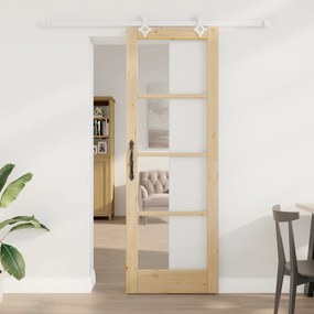 Conjunto de Porta de Correr vidaXL com Hardware 73.5x211 cm Madeira Só
