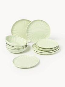 Conjunto de loiça em porcelana com relevo Sali, 4 pessoas, conjunto de 12
