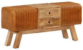 Boque 107 cm couro de cabra genuíno/mangueira maciça castanho