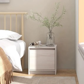 vidaXL Mesa de cabeceira 40x30,5x40 cm madeira de pinho maciça branco