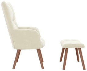 Cadeira de descanso com banco veludo branco nata