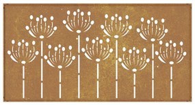 Decoração p/ muro de jardim 105x55 cm aço corten design flores