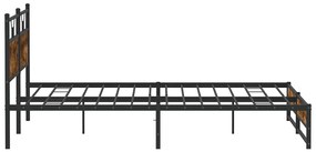 Estrutura de cama sem colchão 193x203cm metal carvalho fumado