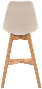Banco de bar Cannes em tecido e com estrutura de Cor Natural 48 x 112 x 56 cm Creme