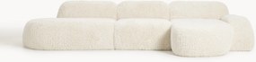 Sofá de canto modular em teddy com chaise longue Wolke (4 lugares)