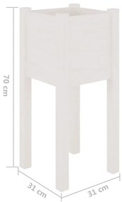 Vasos/floreiras de jardim 2 pcs 31x31x70 cm pinho maciço branco