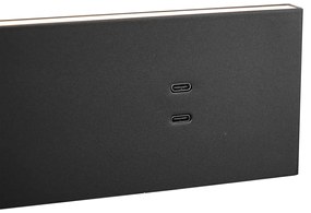 Candeeiro de parede preto ajustável com USB-C incl. LED - Modric Moderno