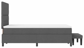 Cama Box com Colchão e Banco Cinza Escuro 120x190 cm Tecido