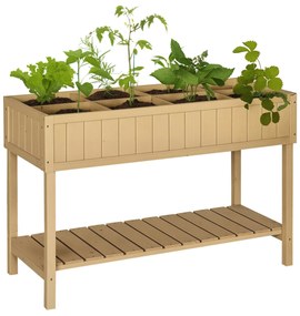 Horta Vertical de Madeira 120x60x81cm Floreira Elevada para Cultivo de