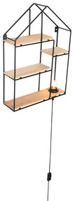 Aplique industrial preto madeira 49cm - HISO Industrial