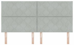 Cabeceira LED Design Blocos de Diamante Cinza Claro 180 cm Veludo