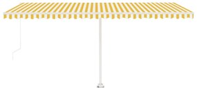 Toldo retrátil manual com LED 500x300 cm amarelo e branco