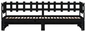 Estrutura sofá-cama de puxar 2x(90x190) cm pinho maciço preto