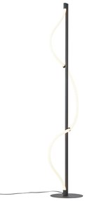 Candeeiro de pé moderno preto com LED regulável em 3 níveis - Twirl Moderno