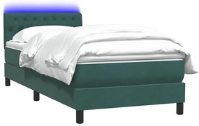 Cama com molas/colchão verde-escuro 80x210 cm veludo