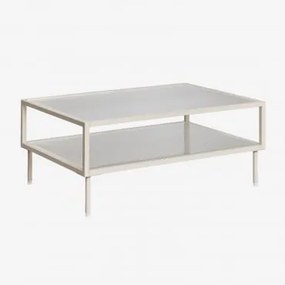 Mesa De Centro Retangular De Aço E Vidro Paoline Crema - Sklum