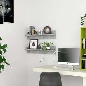 Estantes de parede 2 pcs 80x11,5x18 cm contrapl. cinza cimento
