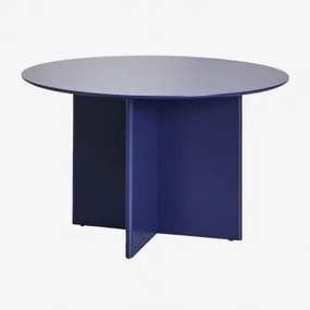 Mesa De Jantar Redonda Ø120 Cm Em Mdf Saonara Azul Lapislazuli - Sklum