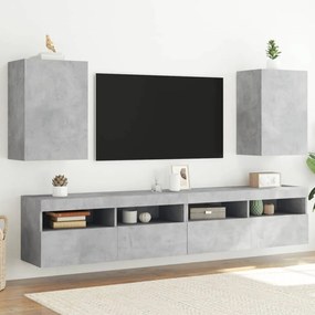 Móveis de parede p/ TV 2pcs 40,5x30x60cm madeira cinza cimento