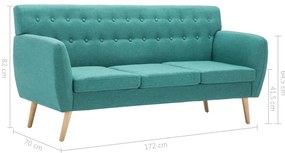 Sofá de 3 lugares estofos de tecido 172x70x82 cm verde